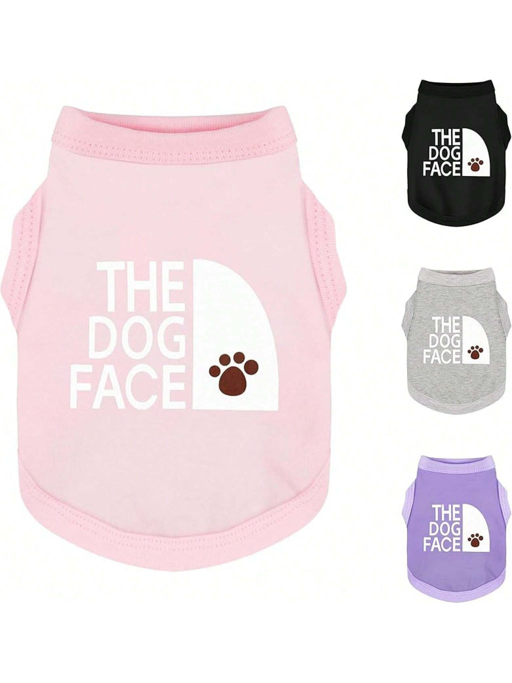 Personality Canine Attire: Soft, Lightweight Cotton Dog Clothes With 'The Dog Face' Print. Small And Medium Breeds, Everyday Wear, Comfortable And Breathable Dog Shirt