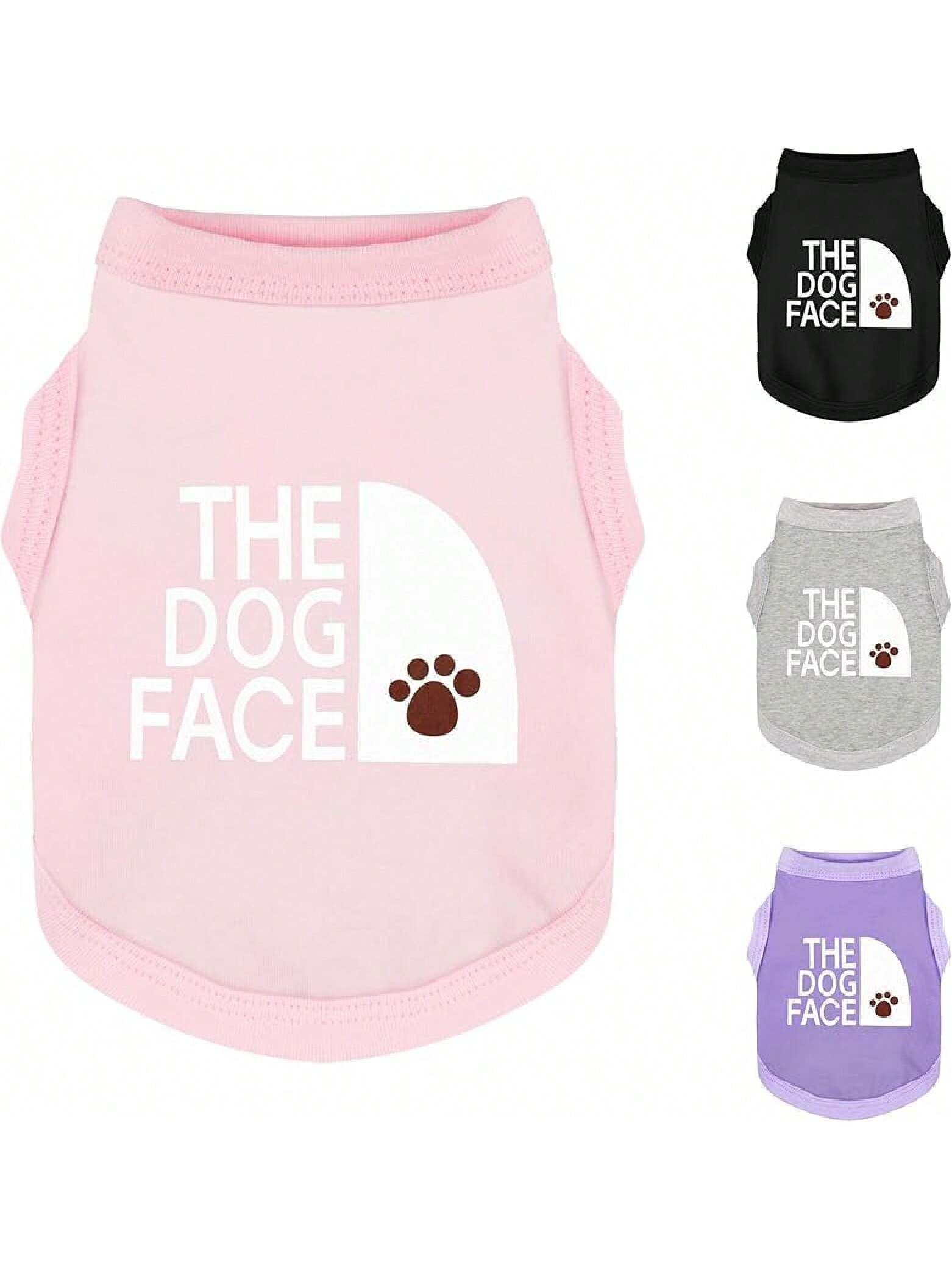 Personality Canine Attire: Soft, Lightweight Cotton Dog Clothes With 'The Dog Face' Print. Small And Medium Breeds, Everyday Wear, Comfortable And Breathable Dog Shirt