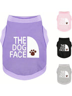 Personality Canine Attire: Soft, Lightweight Cotton Dog Clothes With 'The Dog Face' Print. Small And Medium Breeds, Everyday Wear, Comfortable And Breathable Dog Shirt