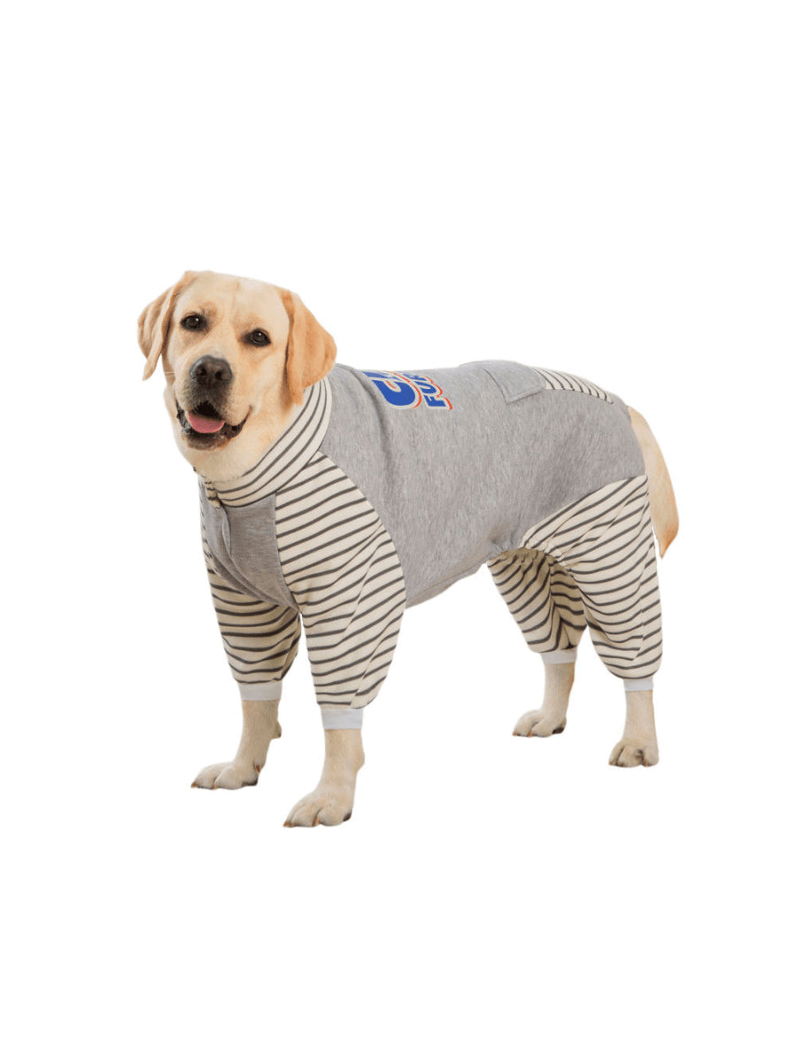XL-8XL Large Dog Clothes Stripe Turtleneck Dog Jumpsuit Warm Plush Lined Dog Pajamas  For Medium Large Dogs Pet Pitbull