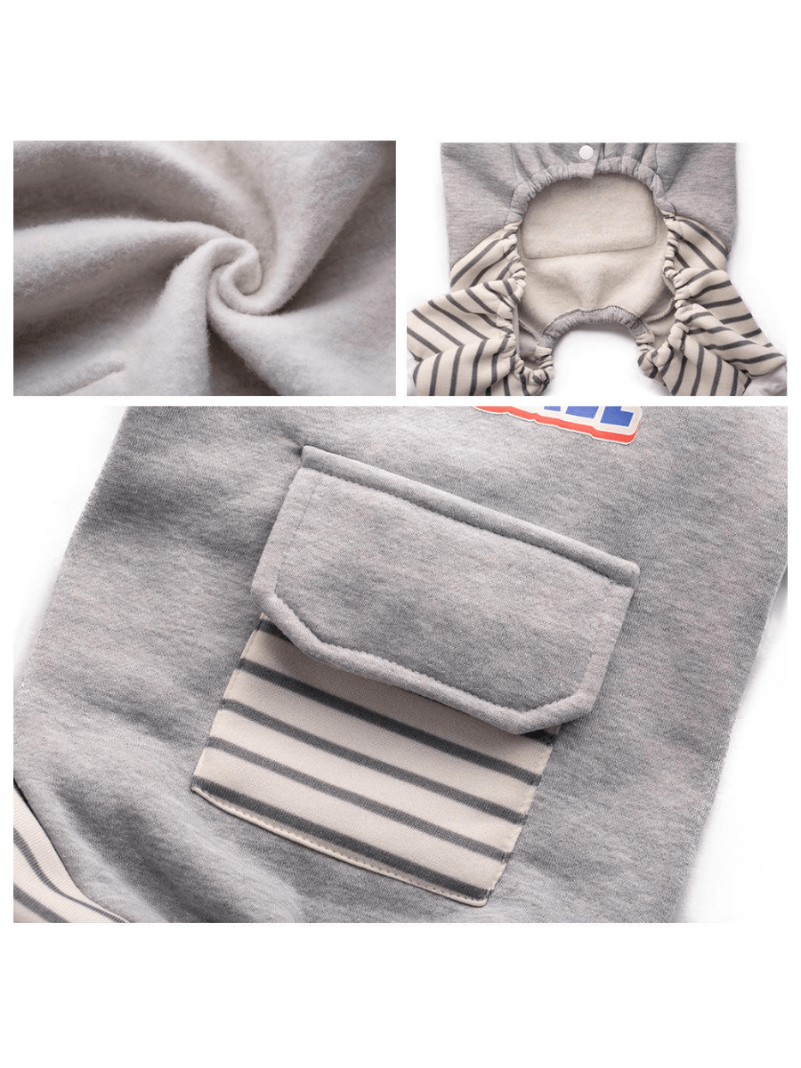 XL-8XL Large Dog Clothes Stripe Turtleneck Dog Jumpsuit Warm Plush Lined Dog Pajamas  For Medium Large Dogs Pet Pitbull