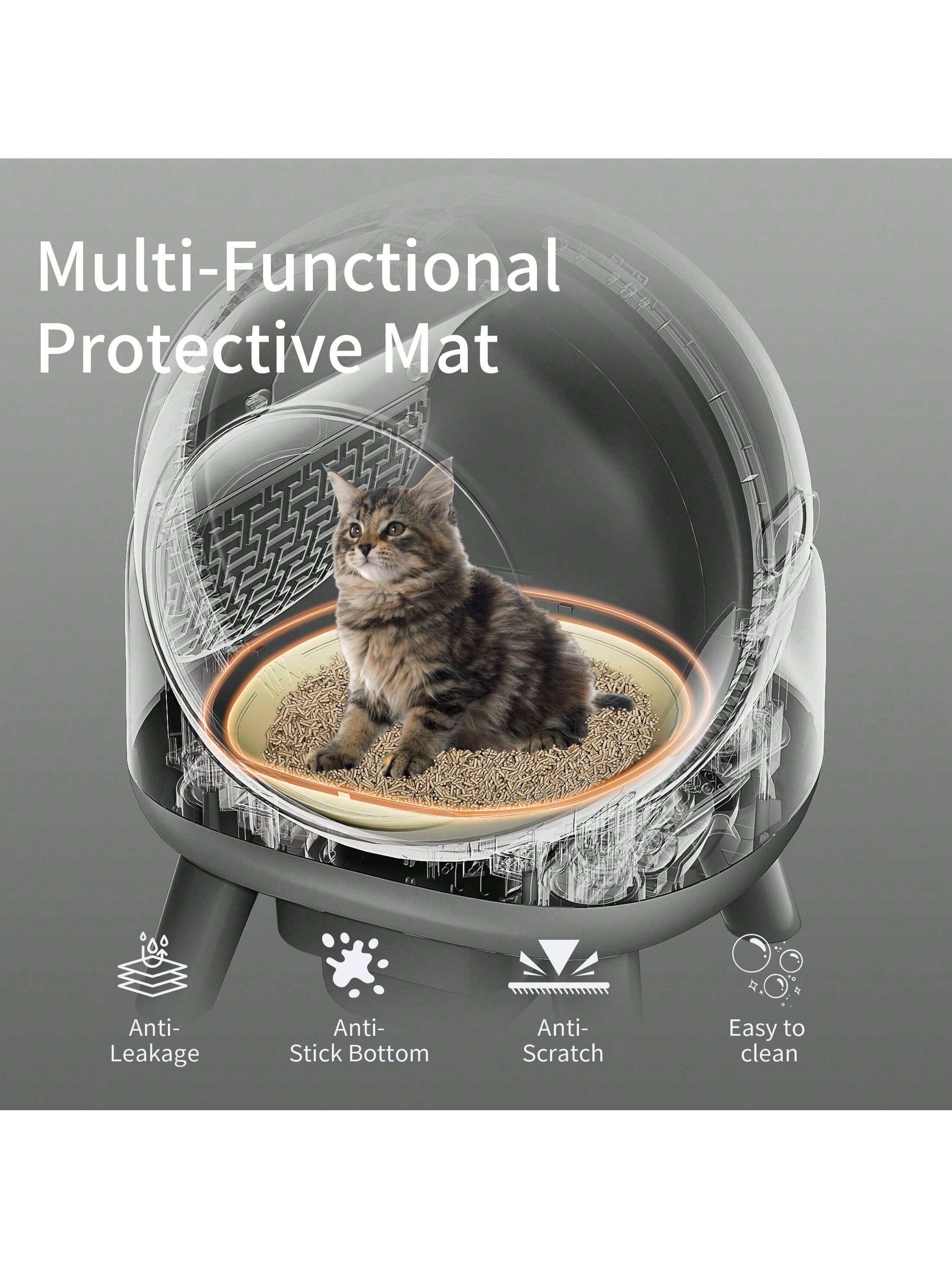 Self Cleaning Litter Box Automatic Litter Box XXL Odor Control 65L APP Cat Litter-Robot For Multiple Cats, Safety Sensors, W/Cat Litter Liner