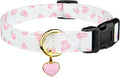 Cotton Handmade Dog Collar Cute and Distinctive Patterns White and Pink Love Heart with Pendant for Girl Boy Dogs Collars S