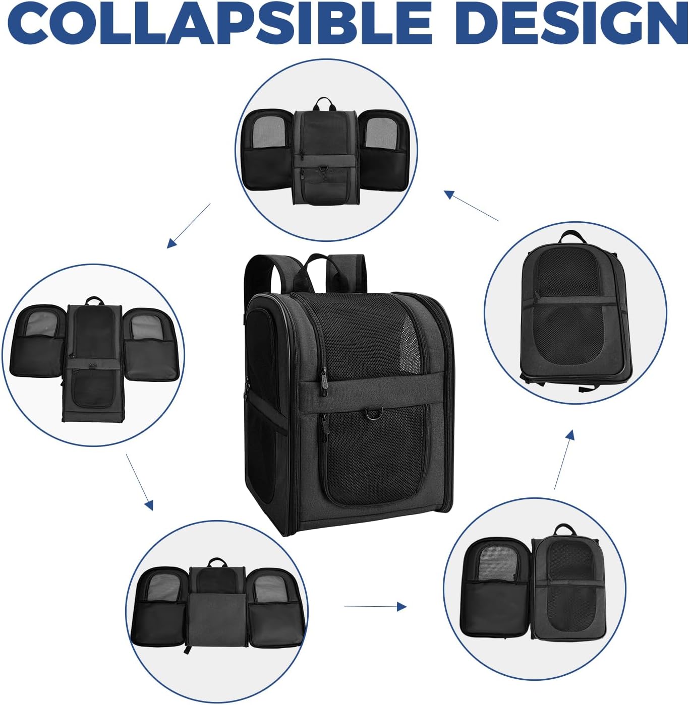 Apollo Walker Dog & Cat Carrier Backpack for 4-18lb Pets - Ventilated Safe Design with Padded Back Support, Breathable Mesh Pet Backpack for Hiking, Travel, Outdoor (Black)