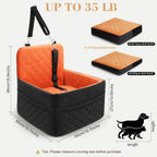 Dog Car Seat for Small/Medium Dogs,Pet Dog Booster Car Seat Puppy 15-35 lbs with Soft 4+2in Detachable Pads Detachable Elevated Cushion and Washable Cover Brown