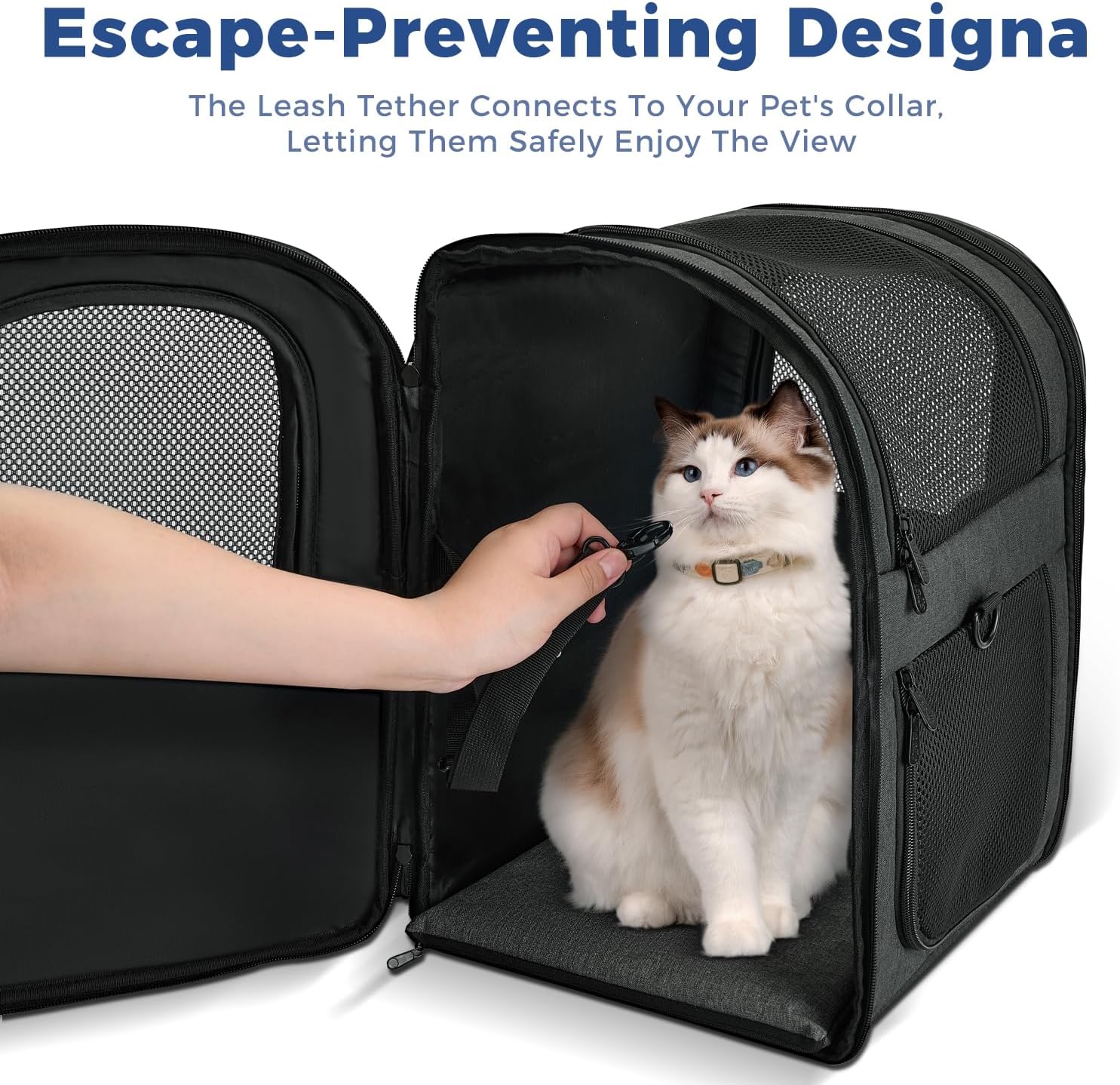 Apollo Walker Dog & Cat Carrier Backpack for 4-18lb Pets - Ventilated Safe Design with Padded Back Support, Breathable Mesh Pet Backpack for Hiking, Travel, Outdoor (Black)