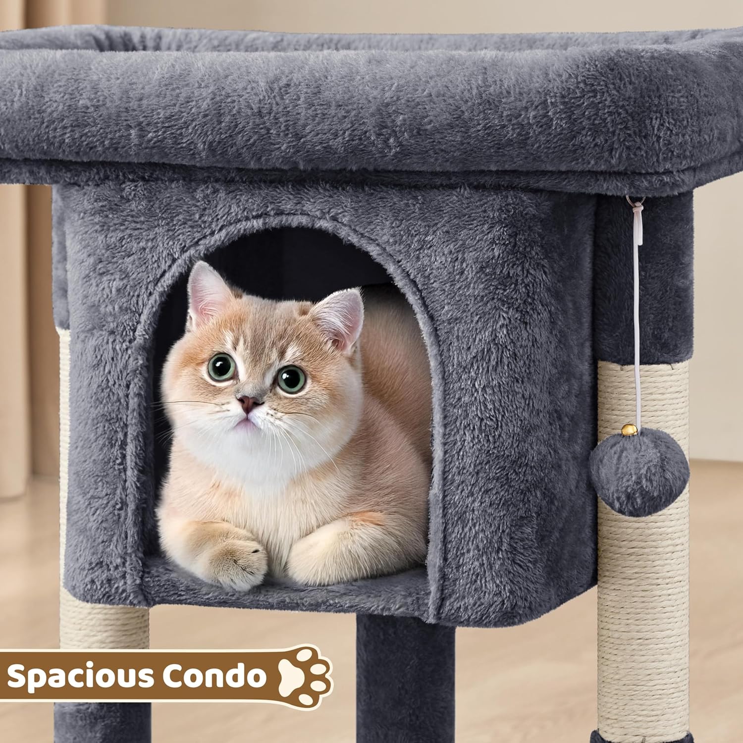 Yaheetech 23.5in Cat Tree Tower, Cat Condo with Sisal-Covered Scratching Posts, Cat House Activity Center Furniture for Kittens, Cats and Pets - Dark Gray