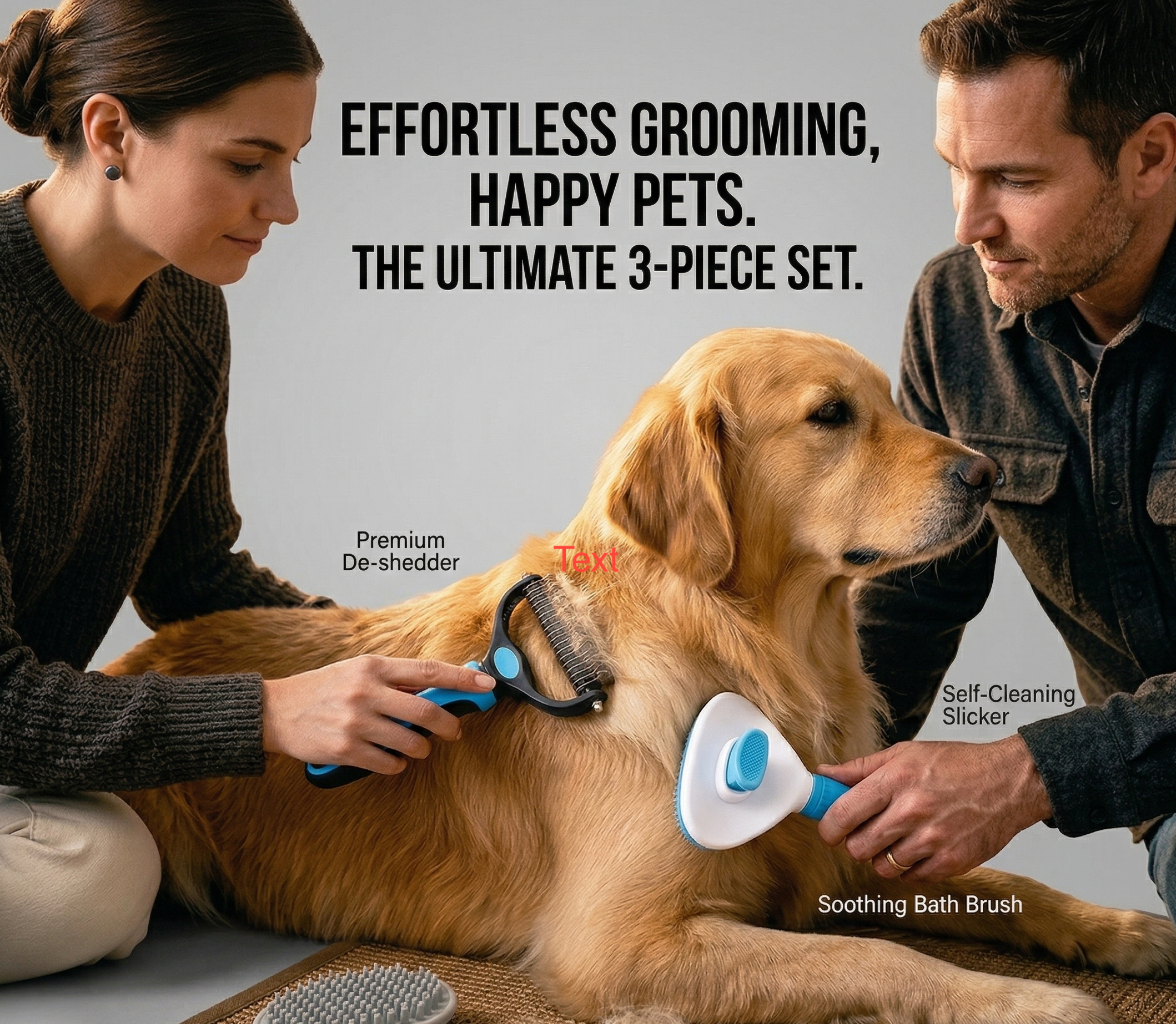 Happy Hush™ Pet Hair Remover Brush | Dog Deshedding Grooming Tool for Shedding Control